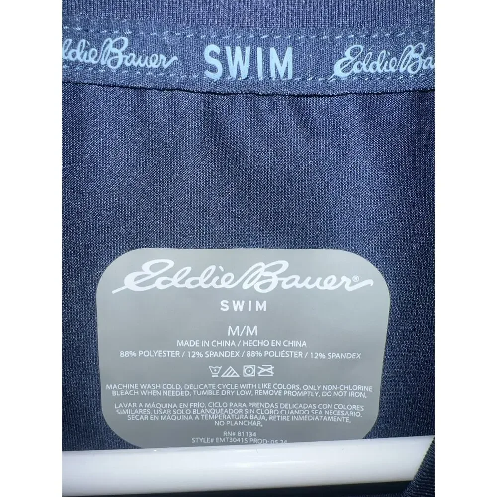 EDDIE BAUER SWIM T SHIRT SHORT SLEEVES RASHGUARD LOGO BLUE COLOR MEN SIZE MEDIUM